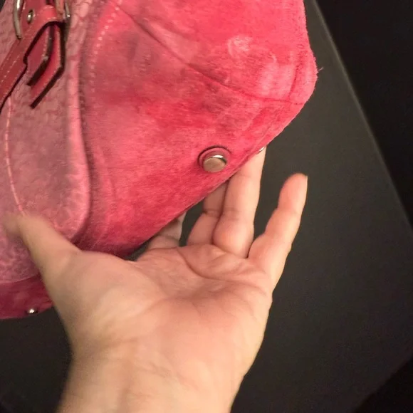 Vintage Coach 7080 pink soho signature canvas jacquard satchel purse suede trim - Picture 4 of 14